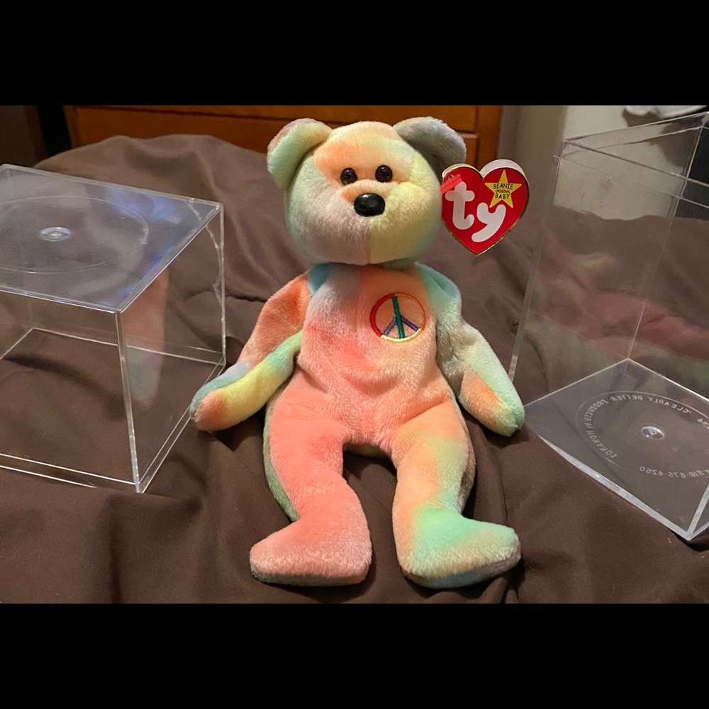 “Peace“ Beanie Bear,Born February 1,1991, rainbow!